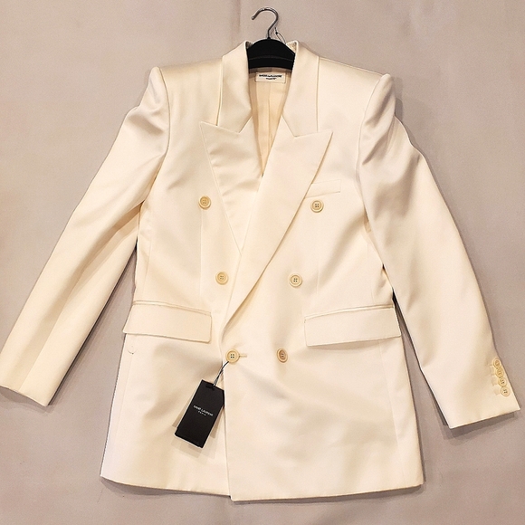 *HOLIDAY FINAL PRICE DROP* NWT$4,590 Saint Laurent Silk Satin Blazer Jacket Sz 8 - Picture 7 of 16